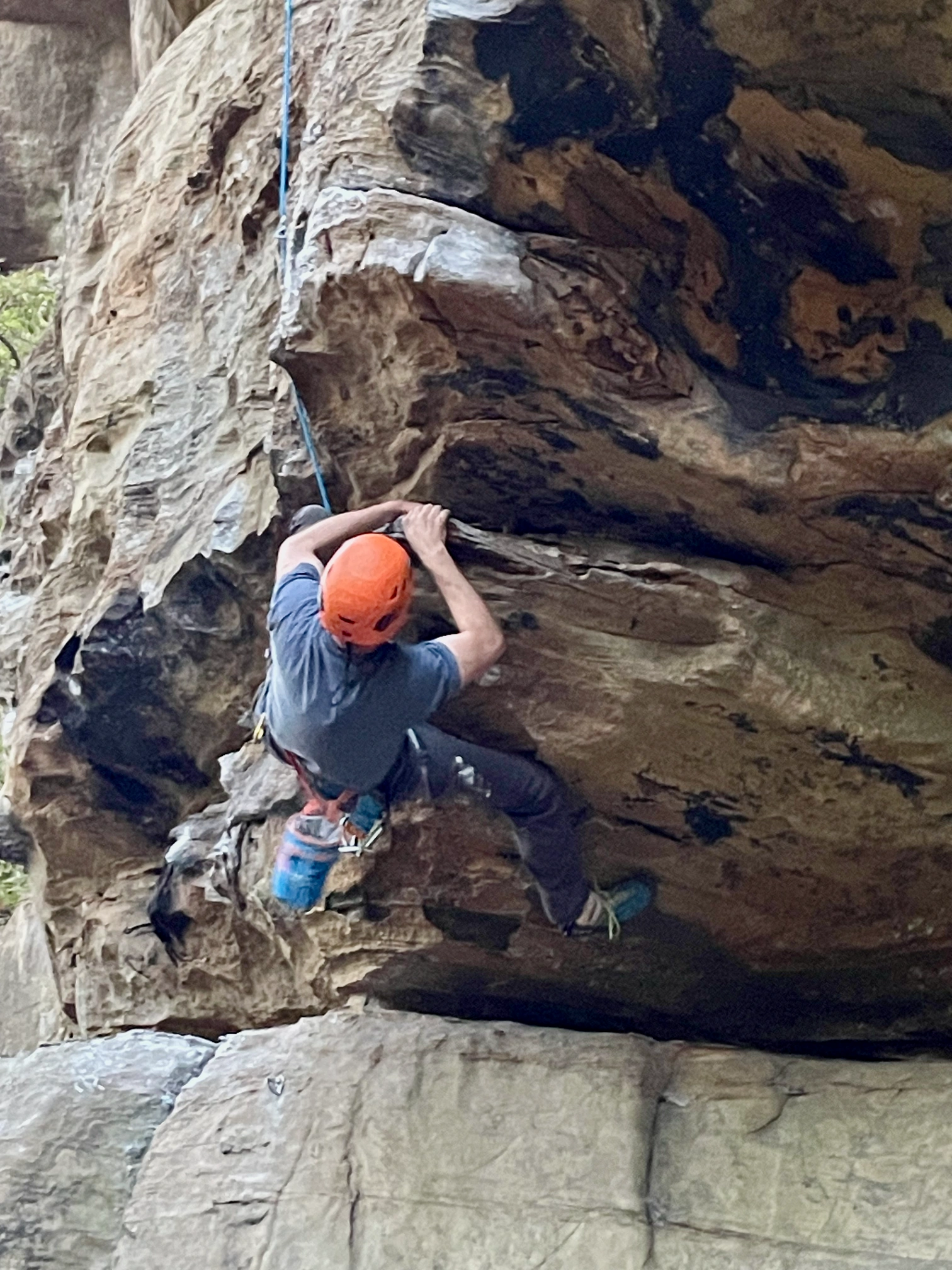 Ken climbing EGBG, Chocolate Factory, Red River Gorge in 2025